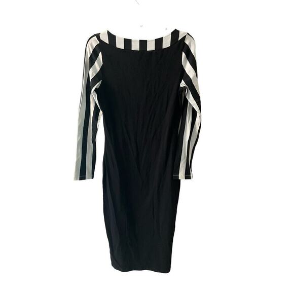 Asos Bodycon Midi Dress Women's Size 8 Black Long Sleeve Square Neck Cotton - Picture 2 of 6